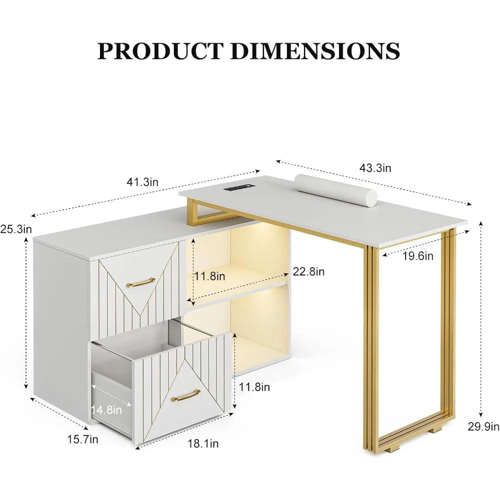 Description Picture 4 of itemManicure Table for Nail Tech with Wrist Cushion, Corner Nail Desk with 2 Drawers and 2 Shelves, Beauty Salon Nail Supplies Decor