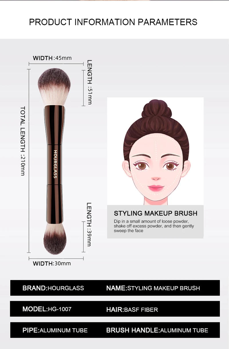 Description Picture 4 of itemHourglass Makeup Brush- No.18 Veil Powder Brush Soft Fiber Hair Double Head Powder Fashion Design Single Face Brush