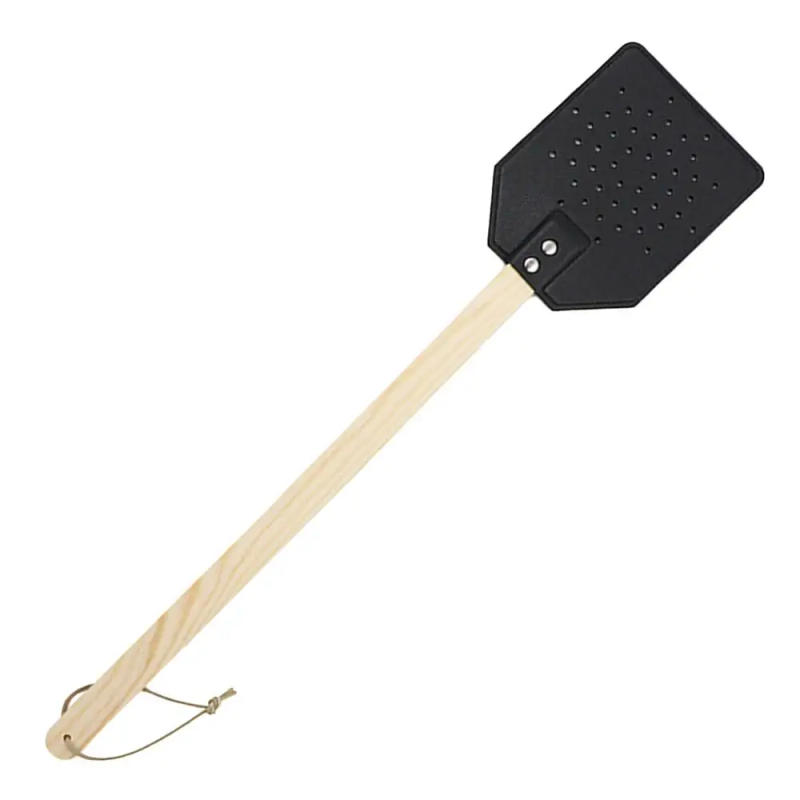 Description Picture 2 of itemFly Swatter For Indoors Wall Mount Fly Swatter Long Wood Handle PU Leather Backyard Balcony Garage Flying Racket Wall Mount