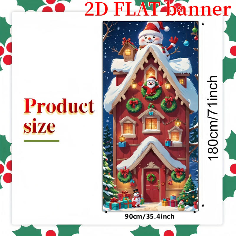 Description Picture 6 of item2D FLAT banner background fabric banner Party Christmas joy door curtains, the perfect choice for festive home decoration
