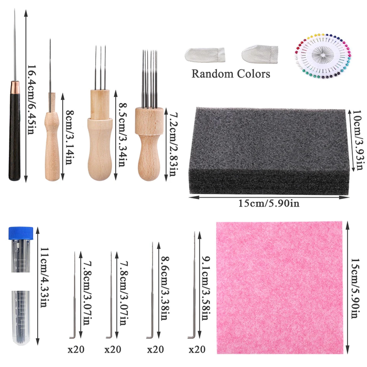 Description Picture 4 of itemKRABALL Wool Felting Needles Kit Wood Handle Felting Needles Wool Felt DIY Craft Tool For Handmade Doll Making Tools Set
