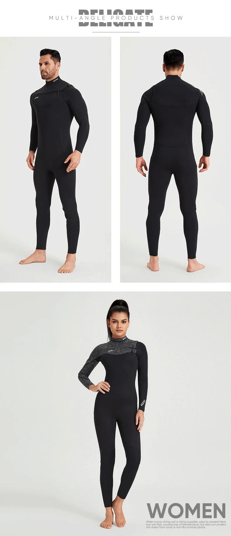 Description Picture 6 of item3MM Neoprene Wetsuits Surf Suit Men Women Kitesurf Snorkel Swimwear Winter Keep Warm Rash Guard Spearfishing Scuba Diving Suit