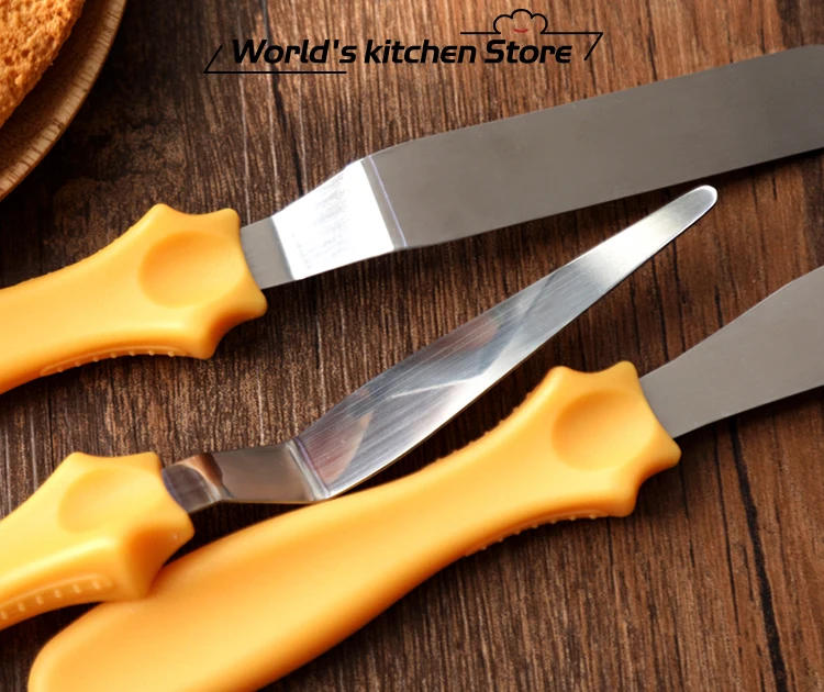 Description Picture 6 of item3pcs/set Blade Angled Espatula Spatula Cake Icing Spatula Smooth Filling Tool Cutter Set Wedding Valentine Baking Pastry Tool