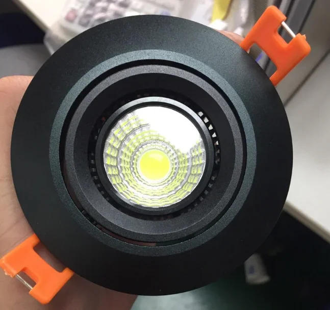 Description Picture 6 of item2pcs Aluminum Black Round Style Down Light Fixture Embed GU10 MR16 Front Knob Design Spot Light Housing Frame for Home Decor