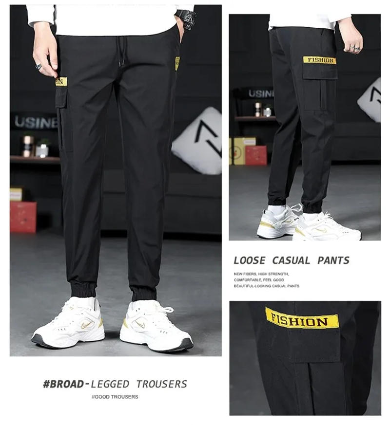 Description Picture 5 of itemWear-resistant Wearable Spring and Fall Work Pants Mens New Tide Loose Leggings Multi-pocket Work Pants Trendy Male Models 오버올