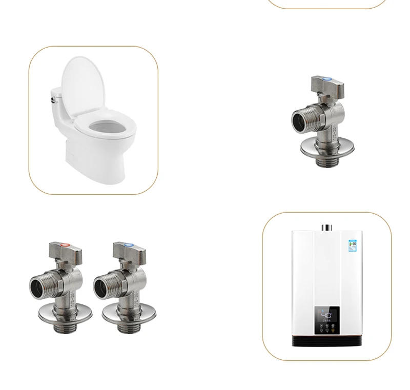 Description Picture 6 of itemStainless Steel Angle Valve Ball Core Large Flow Shower Diverter G1/2'' Toilet Stop Valve Water Heater Corner Faucet