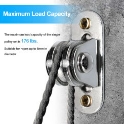2/4Pcs Heavy Duty Fixed Pulley Detachable Stainless Steel Pulley Block Kit Wall-Mounted Pulley 176 Lb Loading Lifting Wheel Tool