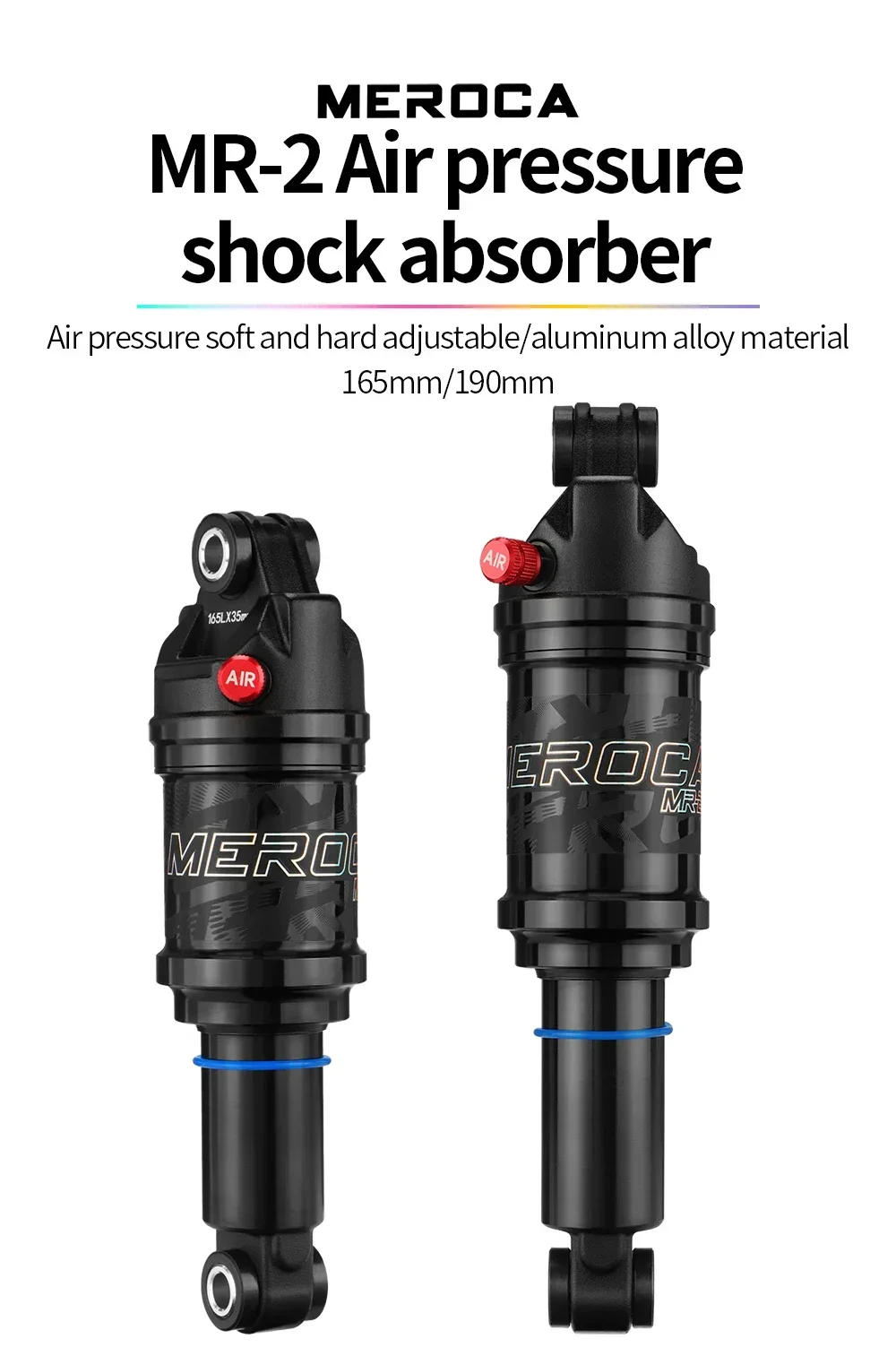 Description Picture 2 of itemMEROCA Bicycle Air Shock Absorber 125mm/150mm/165mm/190mm Length Adjustable Air Pressure Mountain Bike Air Shock Rear Shock