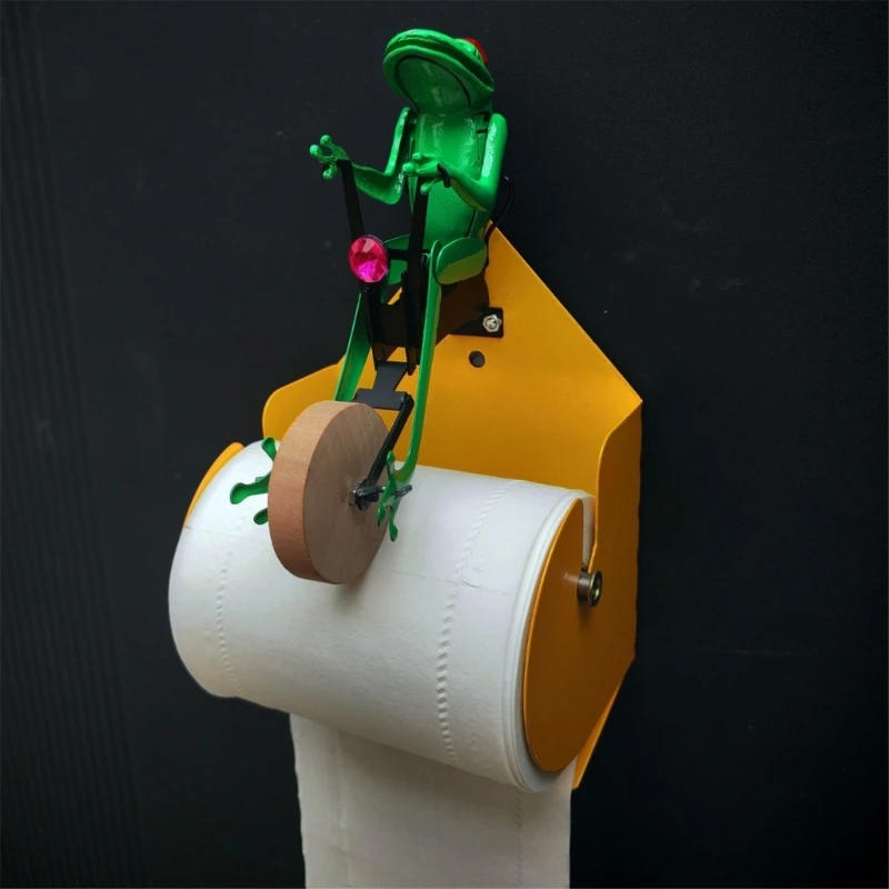 Description Picture 6 of itemC7AD Creative Wall Mounted Frogs Toilet Paper Holder multifunction Metal Roll Organizes Quick Installation for Bathroom or