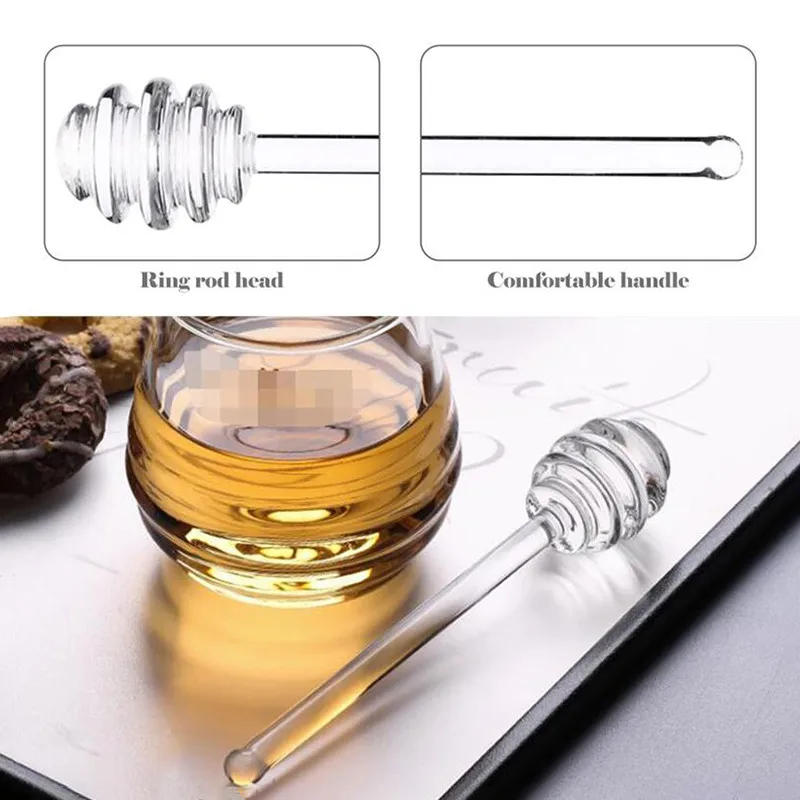 Description Picture 4 of itemGlass Honey Dipper Sticks Jam Sauce Spoon Mixing Stick Clear Coffee Milk Tea Stirring Bar Kitchen Supplies Cooking Tools