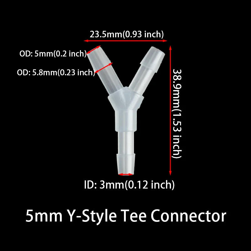 Description Picture 5 of item5Pcs Tee Connector Hose Barb Fitting Y Shaped Air Water Flow Splitter Plastic Tubing Joint for Drip Irrigation Aquariums Garden