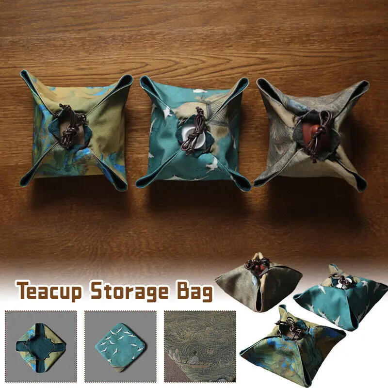 Description Picture 2 of itemChinese Teapot Teacup Storage Pouch Portable Outdoor Travel Package Cloth Bag Canisters Gaiwan Package Tea Set Cozy Cozies