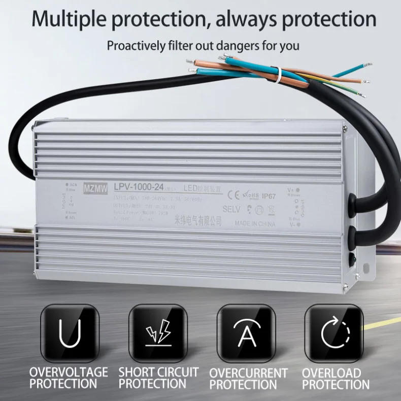 Description Picture 3 of itemMZMW IP67 Waterproof Switching Power Supply 1000W AC/DC 24V 36V 48V Dustproof and Silent Lighting Transformer LED Driver Fonte
