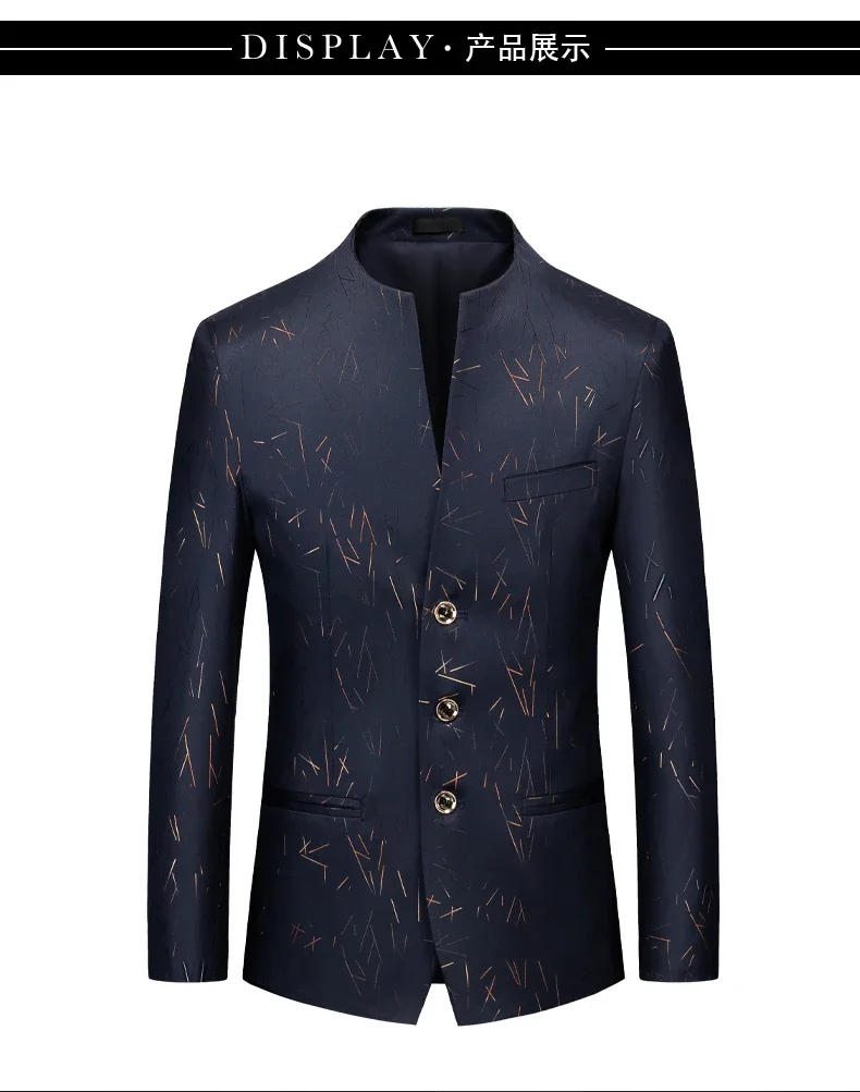 Description Picture 6 of item2024 Fashionable New Men's Casual Slim Fit Single Breasted Personalized Printed Slim Fit Suit Jacket