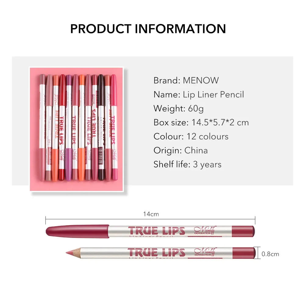 Description Picture 3 of item6/12Pcs/Set Cosmetic Nude Matte Lipstick Pen Wooden Lip Liner Waterproof Lady Lip Liner Soft Pencil Contour Makeup Lipstick Tool