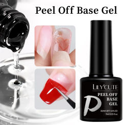 LILYCUTE 7ml Peel Off Base Gel Top Coat Gel Nail Polish Reinforcement Semi Permanent Soak Off Function Gel Nail Art UV Varnish
