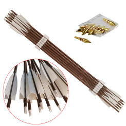 6PCS Linkboy Archery Carbon Arrows Wood Skin ID6.2mm 4pcs 4inch Turkey Feather 100gr Tips Bow Hunting Accessories