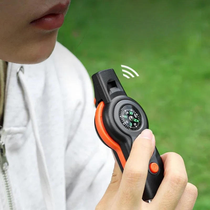 Description Picture 4 of item7 in 1 Whistle Outdoor Survival Emergency Tools Multifunctional LED Light Camping Hiking Whistle Compass Thermometer Magnifier