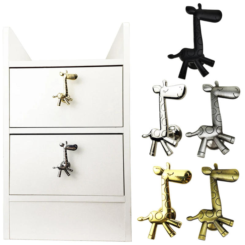 Description Picture 2 of item1pcs Cabinets Handle Pulls Accessories Cabinets Drawer For Children Furniture Giraffe Shape Multi-layer Plating