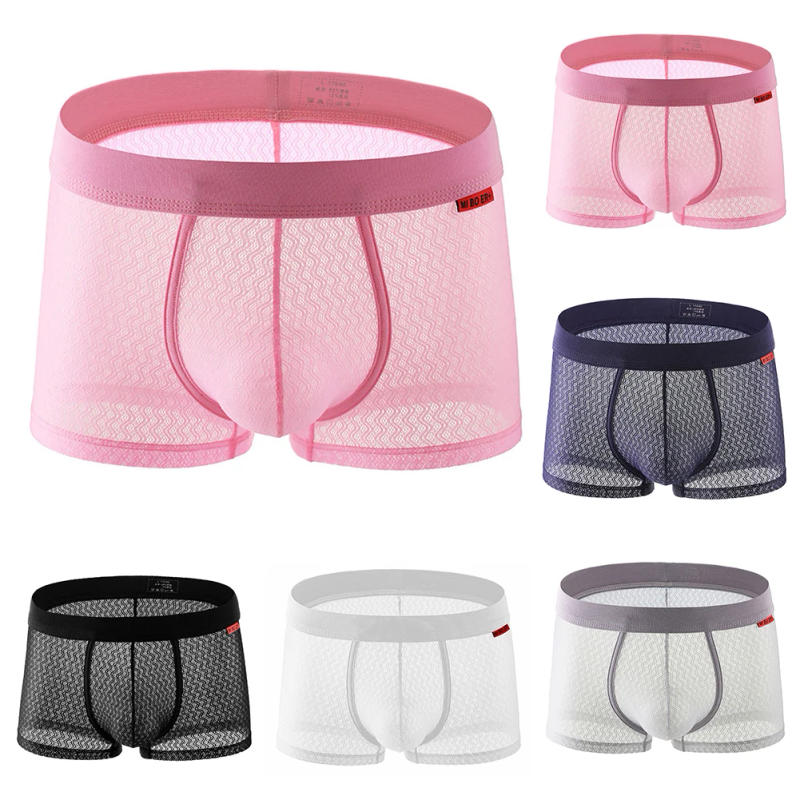 Description Picture 3 of itemMen's Sexy Mesh Middle Waist Underwear Ultra-Thin Sissy Pouch Briefs Homme Solid See Through Underpants Breathable Panties