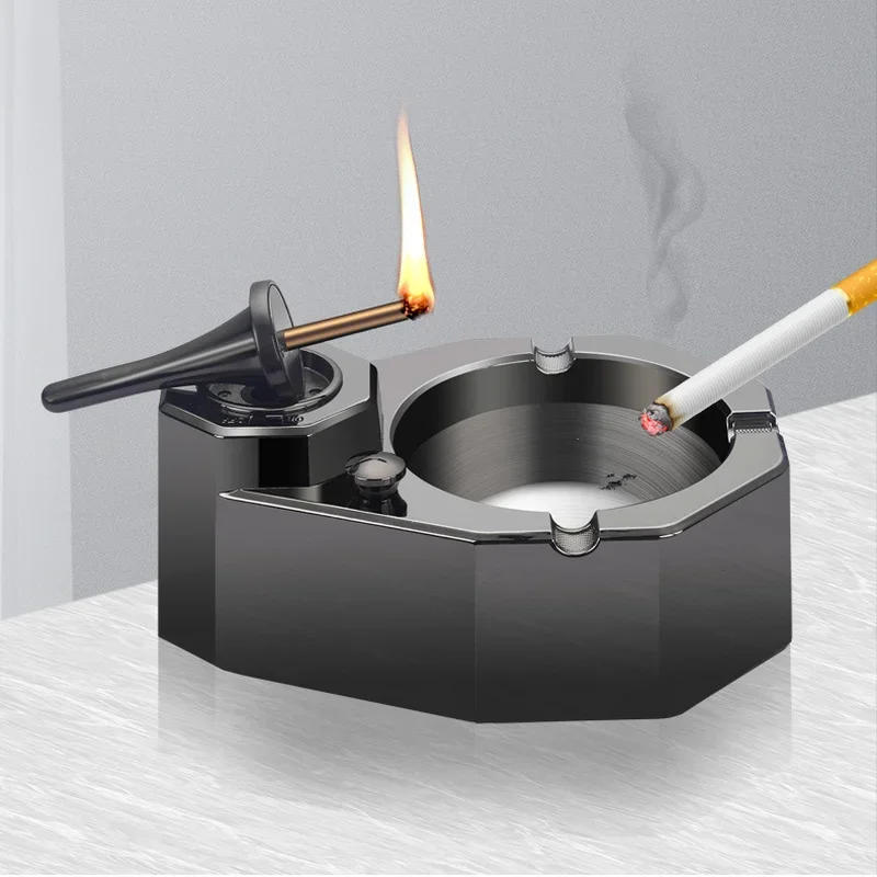Description Picture 5 of item2024 HONEST Kerosene Charging Hybrid Lighter Ashtray Kerosene Ignition Creative Ashtray Desktop Decoration Ashtray Gifts For Men