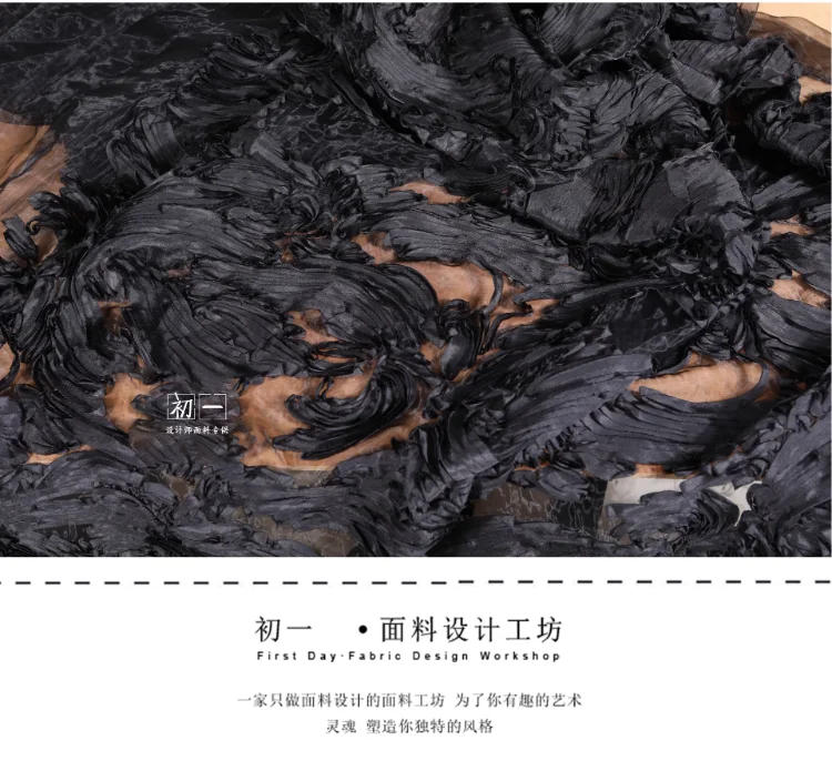 Description Picture 4 of itemBlack Disorder Pattern Crushed Fabric Diy Wedding Dress Background Decoration Fashion Designer Sewing Material Wholesale Cloth