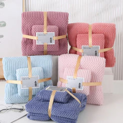 Coral Velvet Beach Towel Sets Adult Absorbent 100% Cotton Soft Fleece Hair Swimming Face Bath Towel Microfibre High Quality