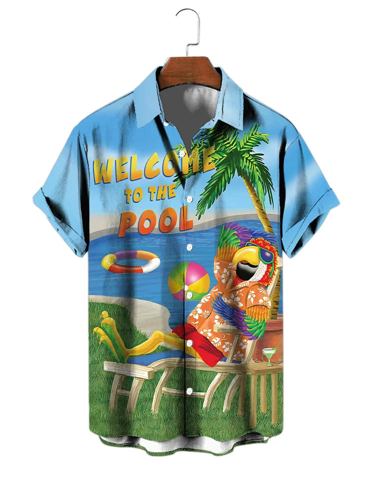 Description Picture 4 of itemHawaii summer hot men's short-sleeved shirt, popular beach vacation, 3D Hawaiian print casual shirt, loose plus size men's wear