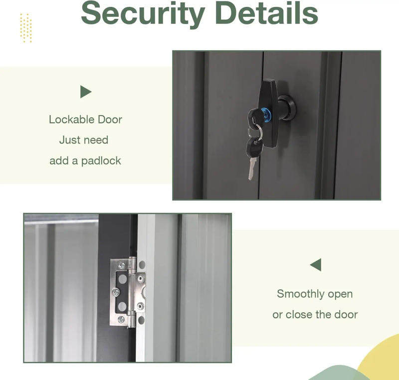 Description Picture 5 of item8 x 6 FT Outdoor Storage Shed, Metal Garden Tool Shed, Outside Sheds & Outdoor Storage Galvanized Steel w/Lockable Door