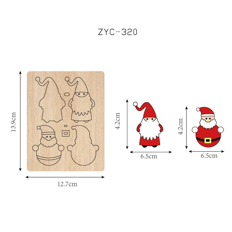 Description Picture 2 of itemZYC-320 Santa Claus wooden cutting mold suitable for die-cutting machines
