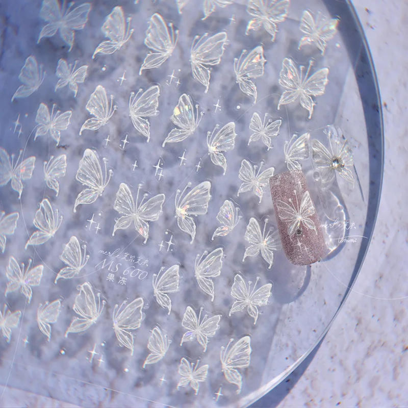 Description Picture 6 of item1pcs 5D Glitter Butterfly Nail Stickers Kawaii Aurora Butterfly Nail Art Charms Decorations Decals DIY Manicure Adhesive Slider