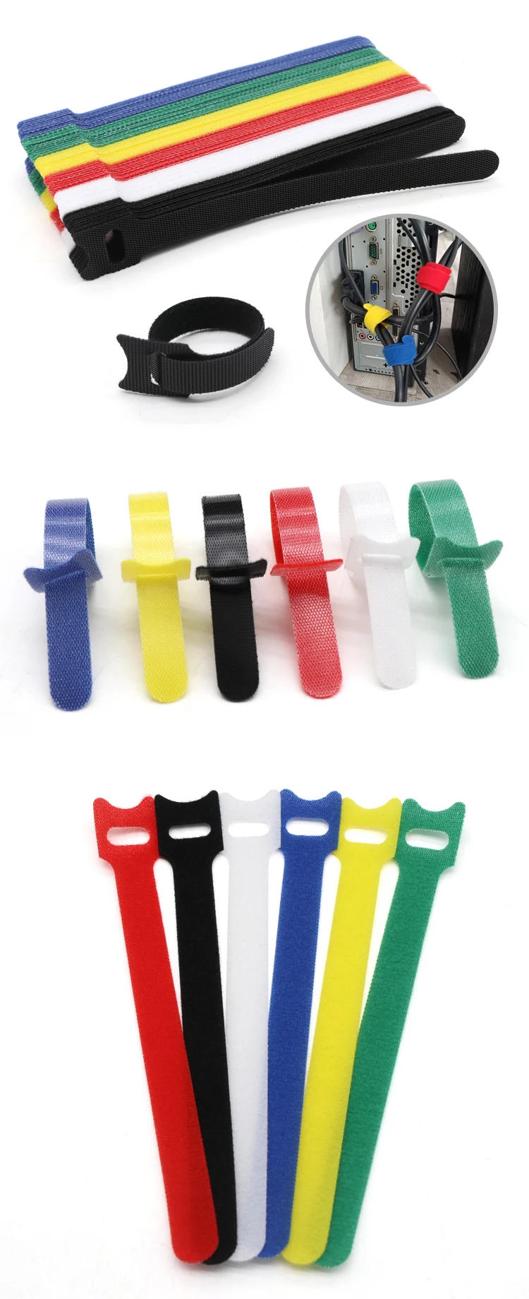 Description Picture 4 of item100pcs Releasable Cable Organizer Ties Mouse Earphones Wire Management Nylon Cable Ties Reusable Loop Hoop Tape Straps Tie