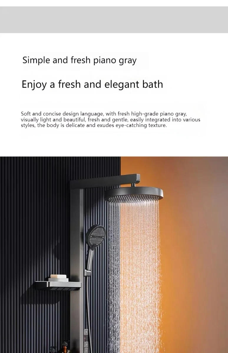 Description Picture 5 of itemLuxury Shower faucet Double Storage Table  two-in-one functional flower LED Digital Piano Shower Set Gray For Bathroom White