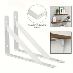 2 Pack Shelf Brackets Metal Shelves Supports 90 Degree Triangle Heavy Duty Wall Mount Angle L Bracket for Floating Shelving wit