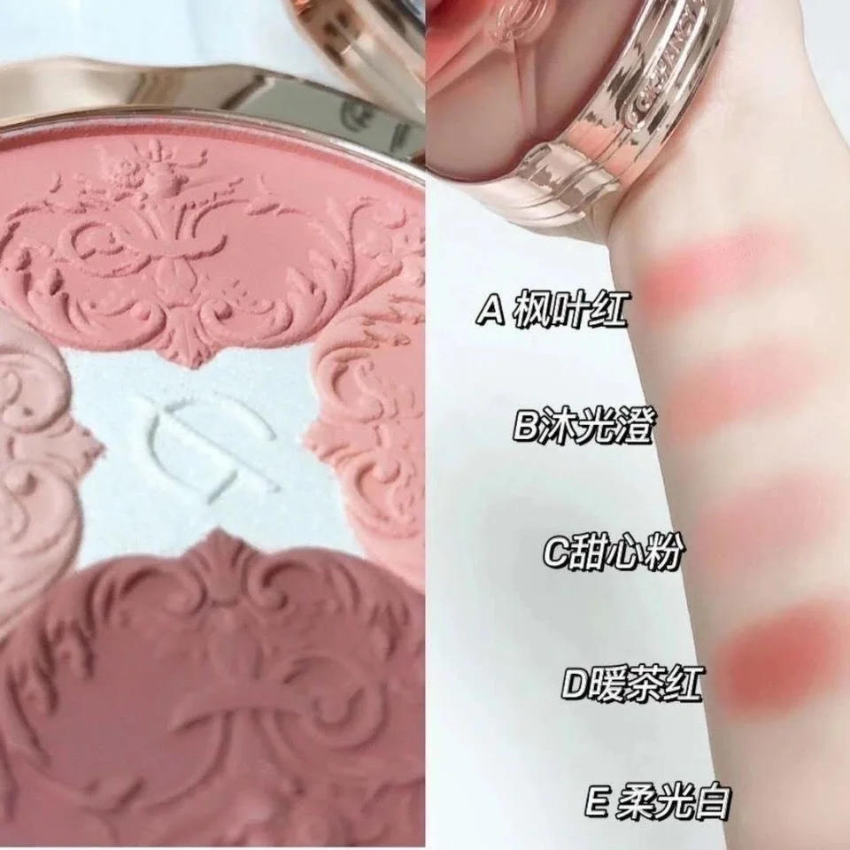 Description Picture 6 of item5 Colors Face Blush Palette Matte Mineral Blush Powder Bright Shimmer Matte Face Blush for Cheek and Eye Shadow Make-up