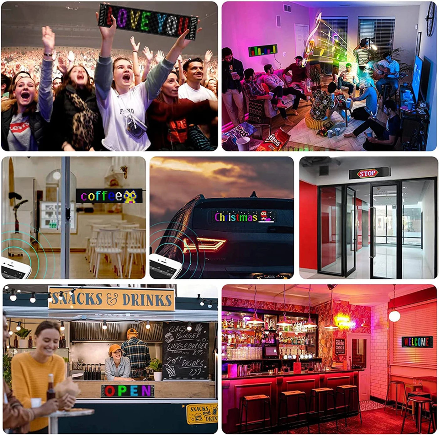 Description Picture 6 of itemCar LED Sign Bluetooth APP LED Matrix Pixel Panel Night Light DIY Programmable Flexible LED Display For Car Store Hoteltooth APP