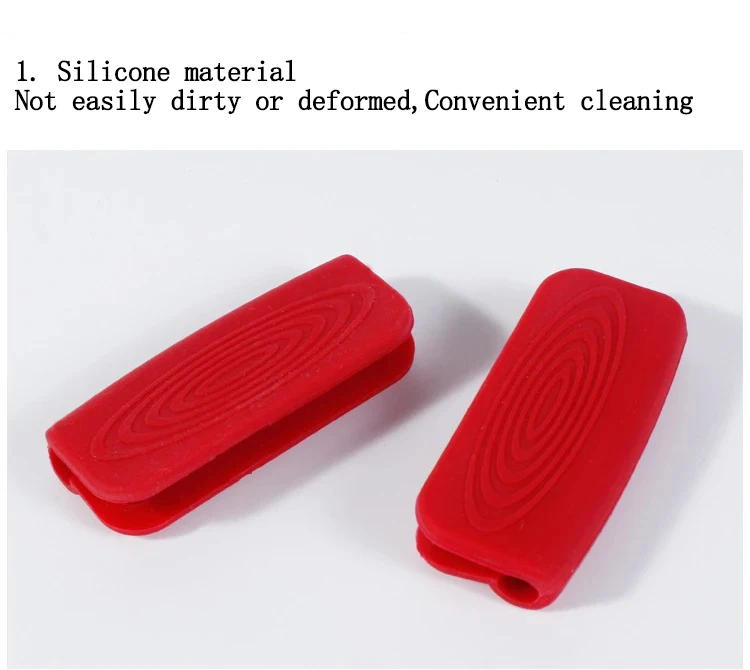 Description Picture 2 of item2/8 Silicone Pan Handle Cover Heat Insulation Covers Pot Ear Clip Non-slip Steamer Casserole Pan Handle Holder Kitchen Tools