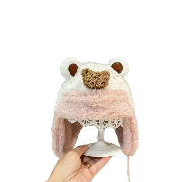 Cute Baby Children Plush Hat Boy Girl Warm Hat Cartoon Soft Autumn Winter Hat Earflap Bear Warmer Beanie Cap Outdoor