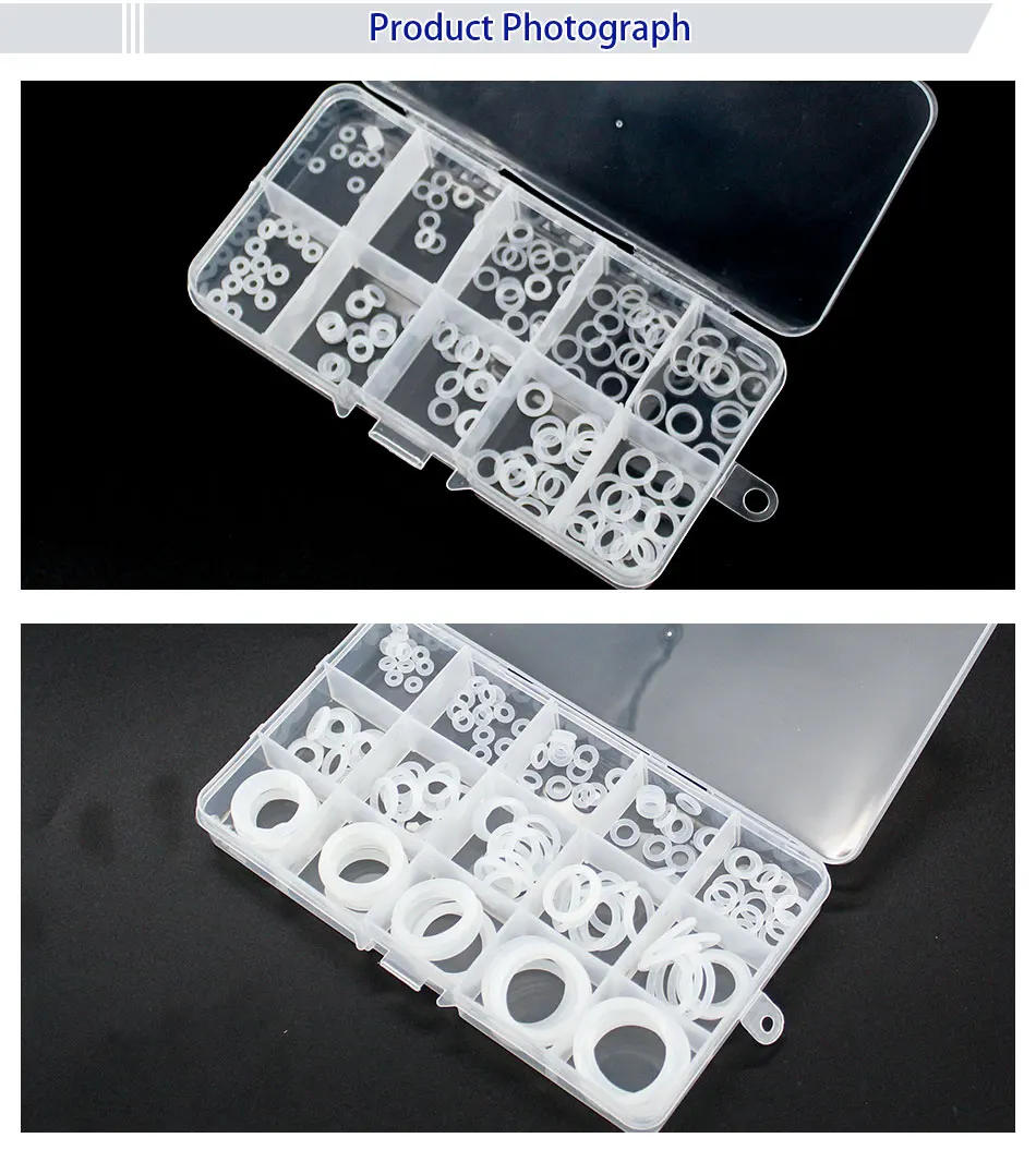 Description Picture 5 of itemThickness 1/1.5/1.9/2.4/3.1mm White Ring Silicone ORing Seal Silicon Sealing O-ring VMQ Washer oring Assortment Kit Set Oring-.-