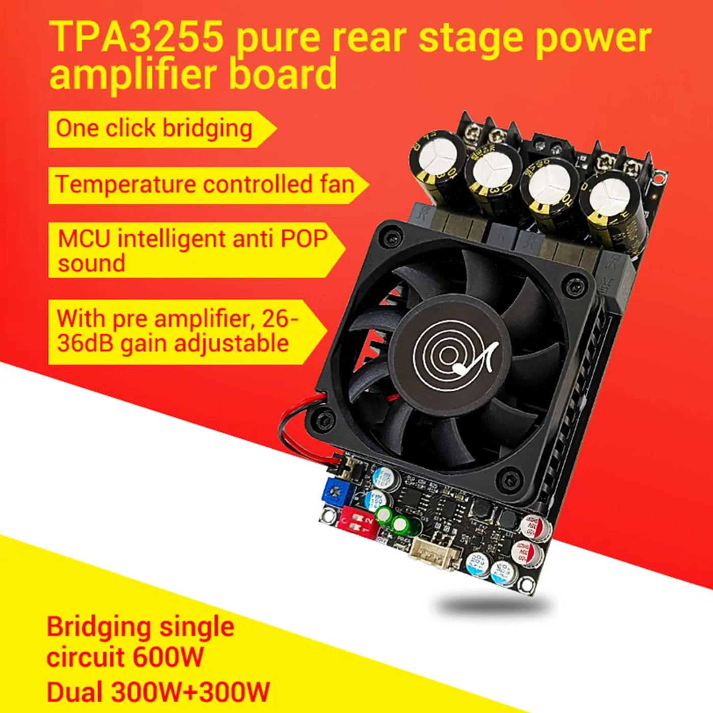 Description Picture 4 of itemZK3002 Digital Power Amplifier Board 300W*2 600W Pure Rear Level Audio Stereo Amplifier Board Bridged Mono AMP Subwoofer Speaker