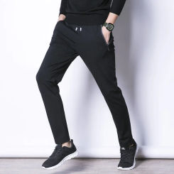 2024 Brand New Spring and Autumn Men's Trousers Leisure Cotton Pure Color Pants for Male Pocket Zipper Stretch Trouser