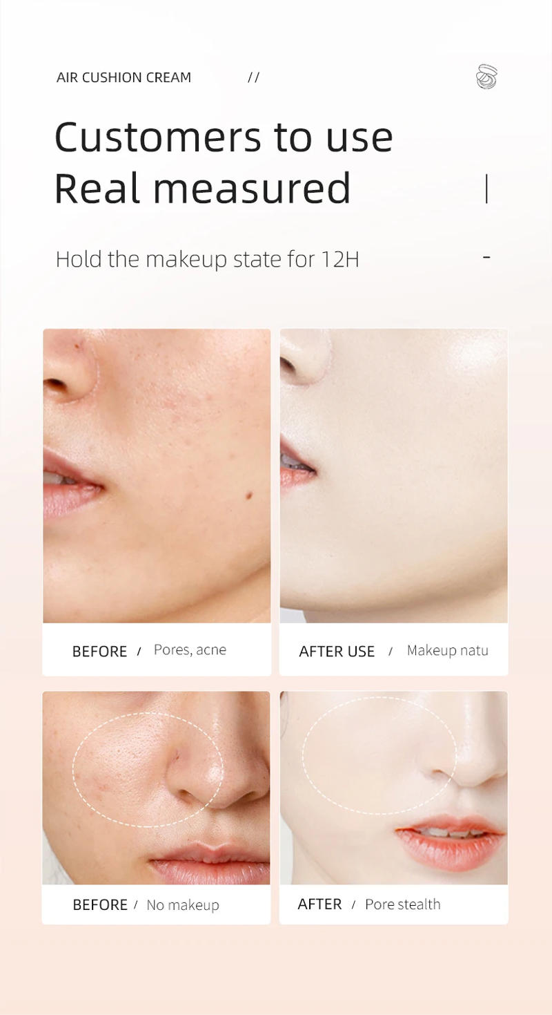 Description Picture 4 of itemPudaier Concealer Foundation, Oil Control Natural Matte Cream Puff Powder, Lightweight Breathable Flawless Face Makeup