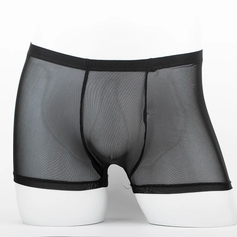 Description Picture 3 of itemMen's Underwear Transparent Boxers Bulge Ice Silk See Through Underpants Sexy Briefs Low Waist Panties Lingerie Intimates