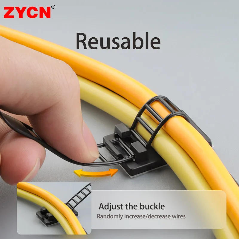 Description Picture 4 of item20PCS Cable Tie Mount Adjustable Clips Self Adhesive Strap Fix Holder Plastic Network Wire Power Cord Car Organizer Clamp CL-1