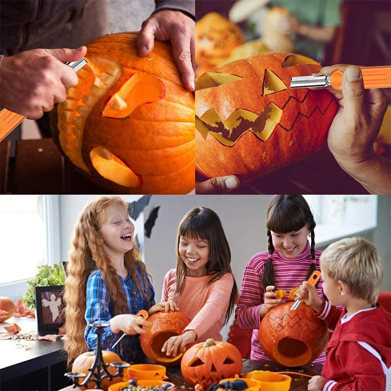 Description Picture 2 of item7pcs Pumpkin Carving Kit Tools Halloween Pumpkin Carving Tool Set Stencils Pumpkin Cutting Supplies Engraving Kitchen Cutting