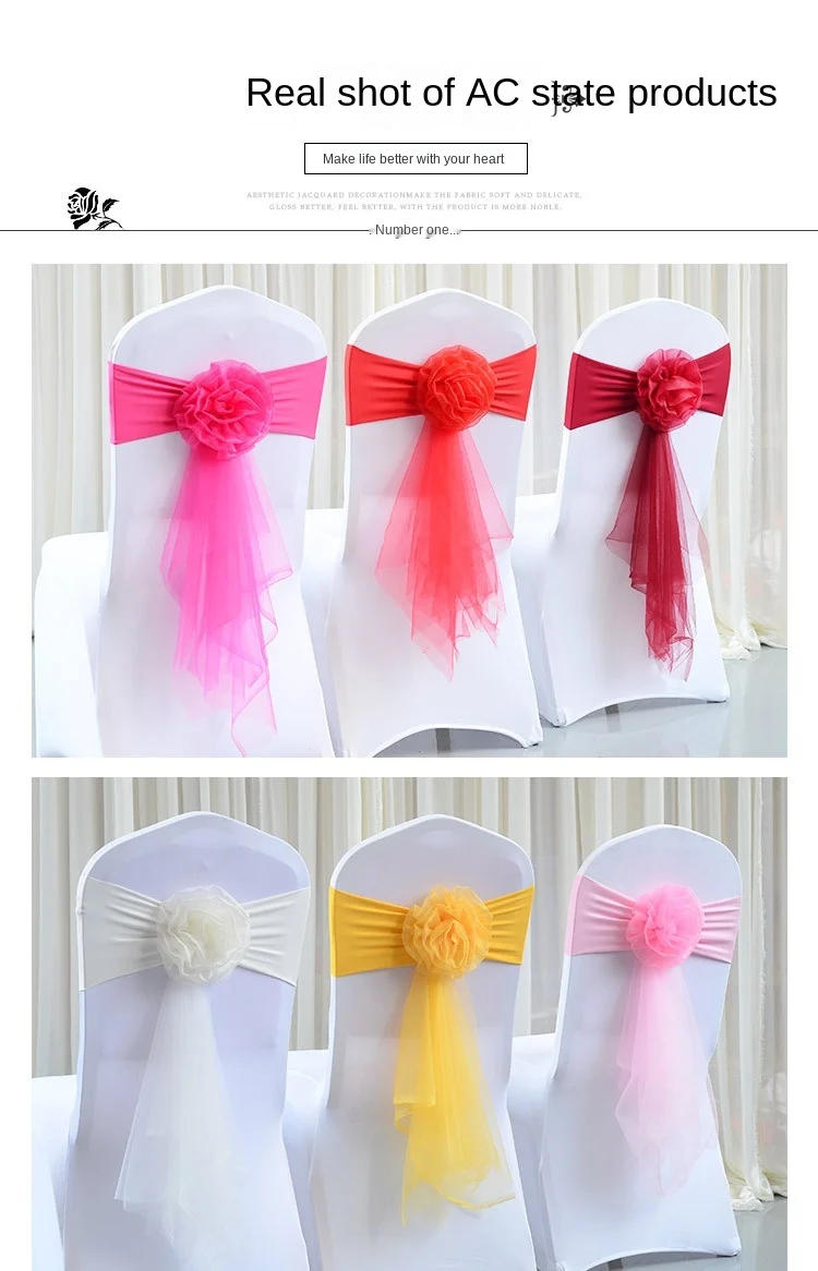 Description Picture 3 of item10pcs Wedding Chair Bow Stretch Chair Sashes Knot Ties For Wedding Party Hotel Banquet Birthday Chairs Decoration European
