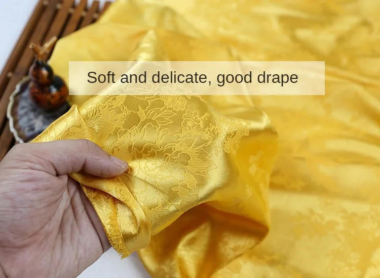 Description Picture 2 of itemHigh-grade Rose Jacquard Fabric Smooth By The Meter for Cheongsam Skirts Sewing Plain Flower Pattern Soft Needlework Cloth Drape