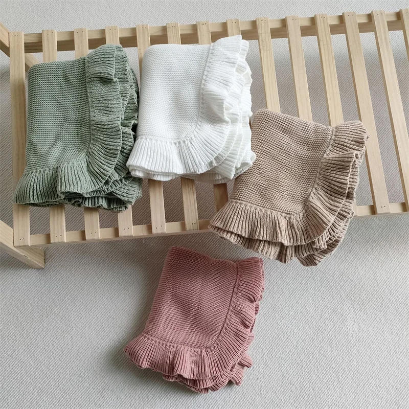 Description Picture 5 of itemKnit Baby Blanket Newborn 100% Cotton Infant Swaddle Wrap Sofa Throw Blankets Baby Receiving Crib Stroller Blanket Bedding Quilt