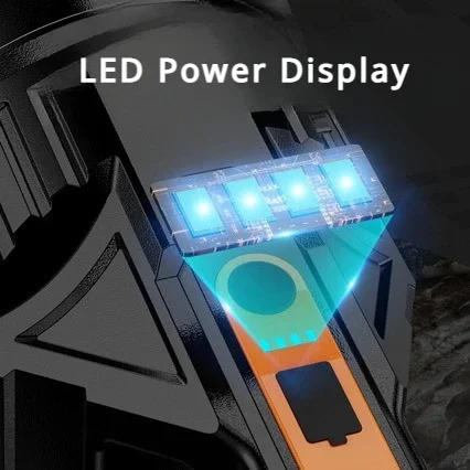 Description Picture 3 of itemMost Powerful LED Flashlight USB Rechargeable Searchlight High Power Work Light Camping Lantern Torch with Built-in Battery