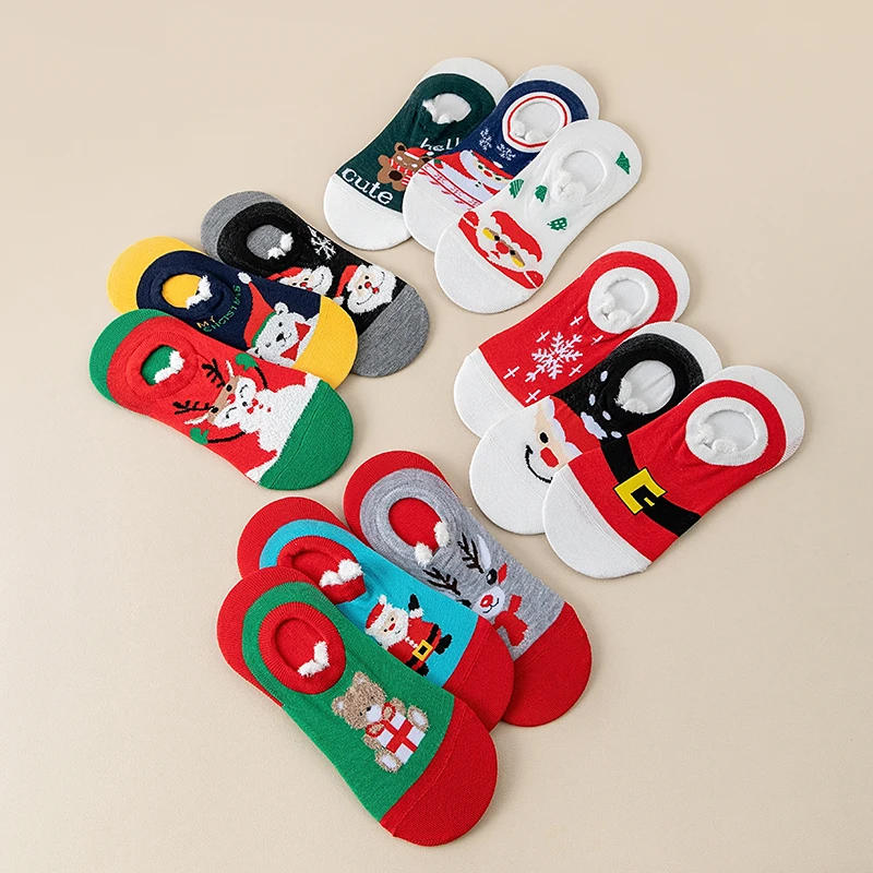 Description Picture 5 of itemRandom 10/15/20 pairs of autumn and winter Christmas socks, Santa Claus gift, snowman, reindeer cartoon low cut socks